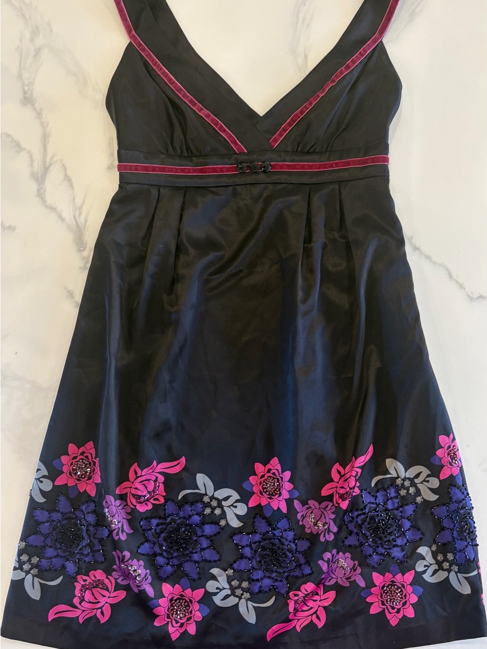 Vintage Y2K Guess Dress with Pink & Purple Floral Beading